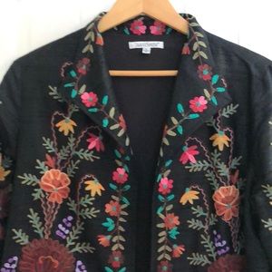 Johnny Was Style Embroidered Silk Coat EUC